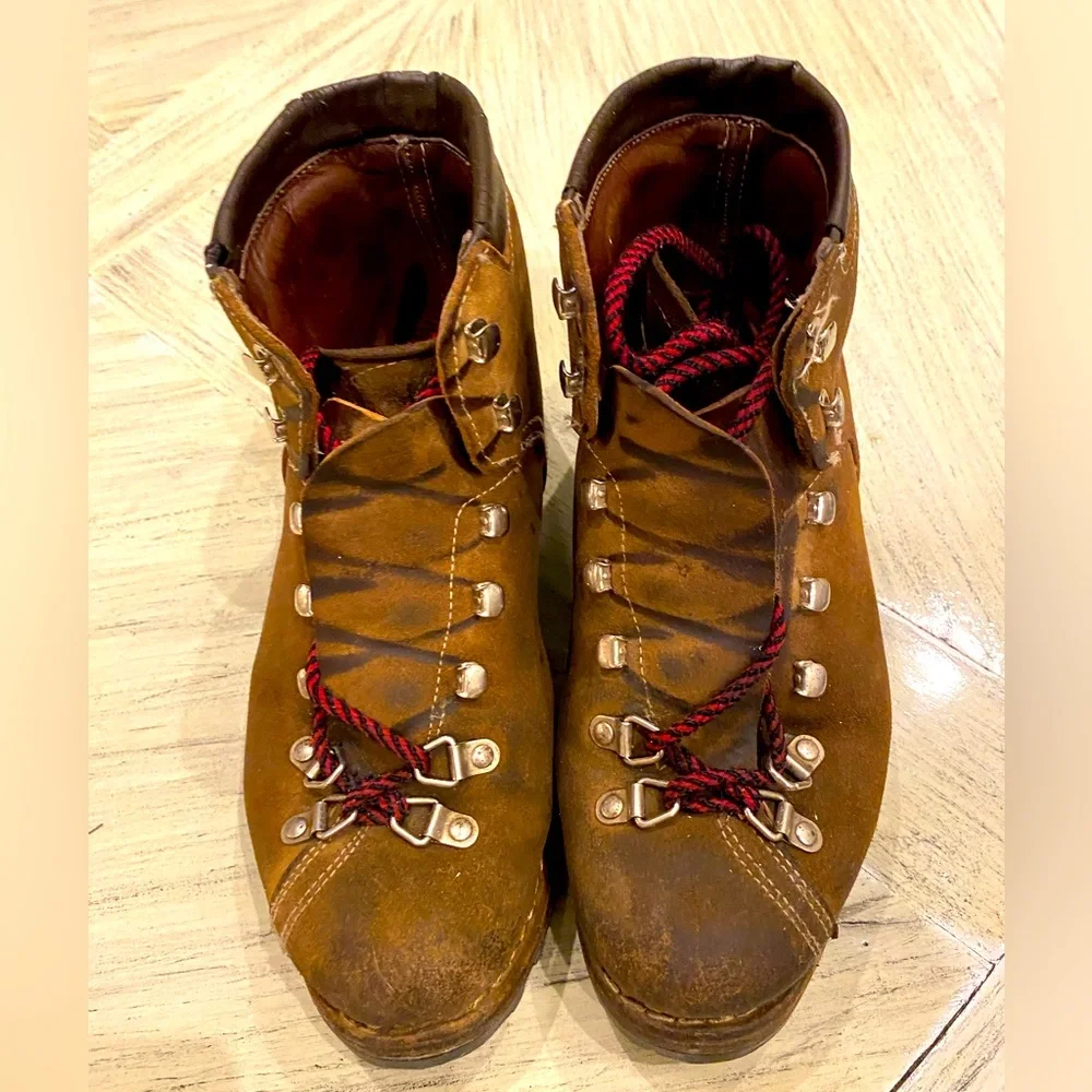 Raichle Men\'s Vintage Brown Leather Hiking Mountain Boots Size 9 *SEE PHOTOS* Vintage Raichle Mens Leather Mountaineering Hiking Boots  main image 4